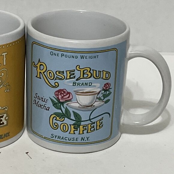 Lot Of 2 Syracuse NY Coffee Mugs Bouquet Roasted Rose Bud Brand - Picture 3 of 7